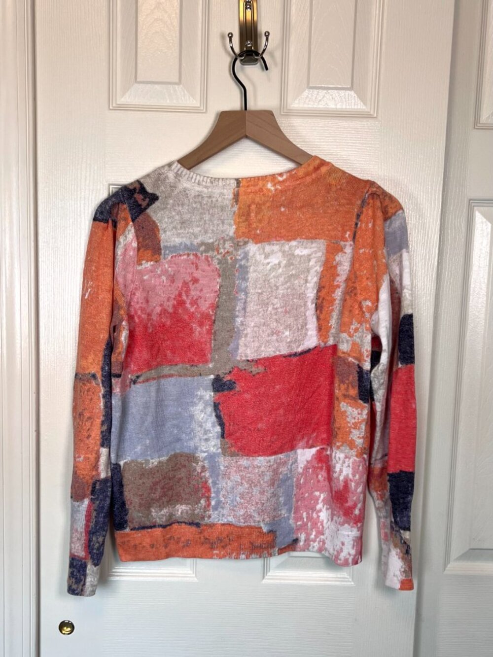 Nick + Zoe Colorful Artsy Lightweight Geometric Print Crew Neck Sweater Size M - Picture 2 of 7